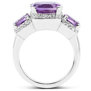 Bids.com 5.85 Carat Genuine Pink Amethyst and White Topaz .925 Sterling Silver Ring Rings