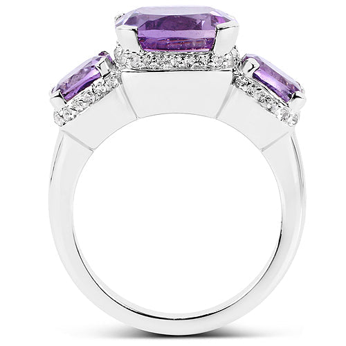 Bids.com 5.85 Carat Genuine Pink Amethyst and White Topaz .925 Sterling Silver Ring Rings