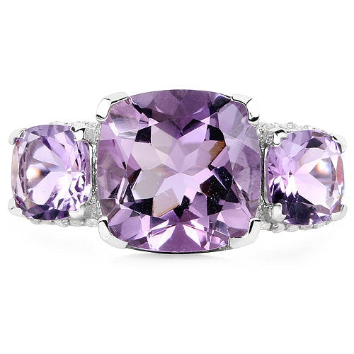 Bids.com 5.85 Carat Genuine Pink Amethyst and White Topaz .925 Sterling Silver Ring Rings