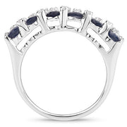 Bids.com 3.66 Carat Genuine Blue Sapphire and White Topaz .925 Sterling Silver Ring Rings
