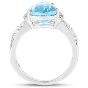 Bids.com 5.50 Carat Genuine Swiss Blue Topaz and White Topaz .925 Sterling Silver Ring Rings