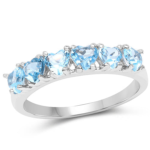 Bids.com 1.68 Carat Genuine Swiss Blue Topaz .925 Sterling Silver Ring Rings
