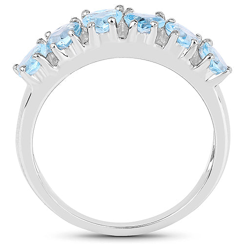 Bids.com 1.68 Carat Genuine Swiss Blue Topaz .925 Sterling Silver Ring Rings