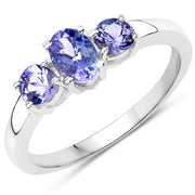 Bids.com 0.90 Carat Genuine Tanzanite .925 Sterling Silver Ring Rings
