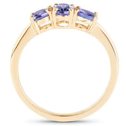 Bids.com 18K Yellow Gold Plated 0.90 Carat Genuine Tanzanite .925 Sterling Silver Ring Rings