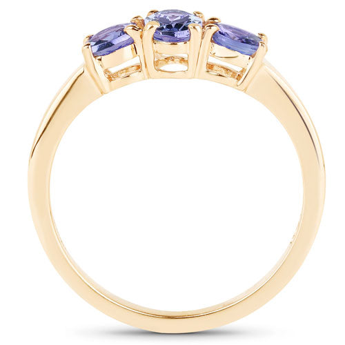 Bids.com 18K Yellow Gold Plated 0.90 Carat Genuine Tanzanite .925 Sterling Silver Ring Rings