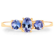 Bids.com 18K Yellow Gold Plated 0.90 Carat Genuine Tanzanite .925 Sterling Silver Ring Rings