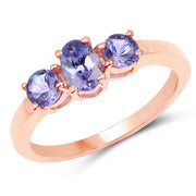 Bids.com 18K Rose Gold Plated 0.90 Carat Genuine Tanzanite .925 Sterling Silver Ring Rings