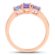 Bids.com 18K Rose Gold Plated 0.90 Carat Genuine Tanzanite .925 Sterling Silver Ring Rings