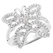 Bids.com 0.58 Carat Genuine White Diamond .925 Sterling Silver Ring Rings