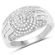 Bids.com 1.15 Carat Genuine White Diamond .925 Sterling Silver Ring Rings