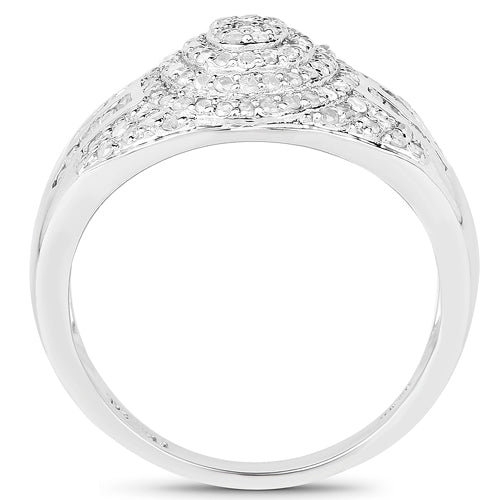 Bids.com 1.15 Carat Genuine White Diamond .925 Sterling Silver Ring Rings