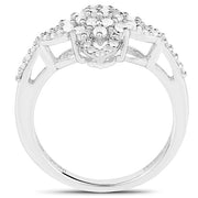 Bids.com 0.55 Carat Genuine White Diamond .925 Sterling Silver Ring Rings