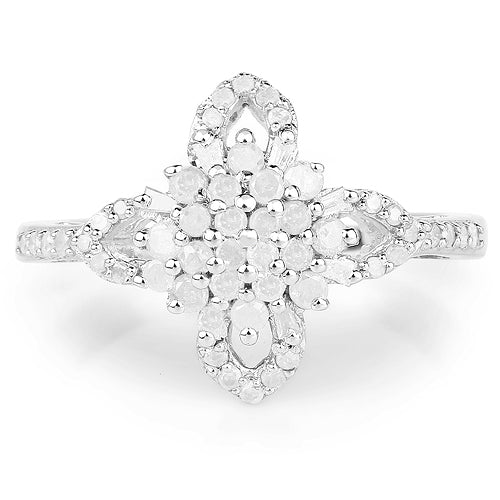 Bids.com 0.55 Carat Genuine White Diamond .925 Sterling Silver Ring Rings