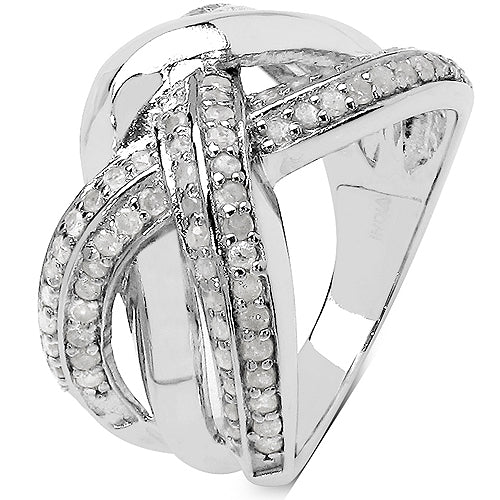 Bids.com 0.55 Carat Genuine White Diamond .925 Sterling Silver Ring Rings