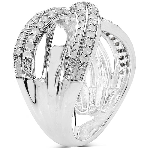 Bids.com 0.55 Carat Genuine White Diamond .925 Sterling Silver Ring Rings