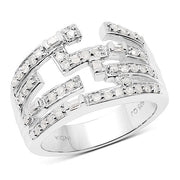 Bids.com 0.60 Carat Genuine White Diamond .925 Sterling Silver Ring Rings