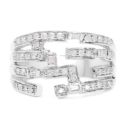 Bids.com 0.60 Carat Genuine White Diamond .925 Sterling Silver Ring Rings