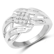 Bids.com 0.62 Carat Genuine White Diamond .925 Sterling Silver Ring Rings