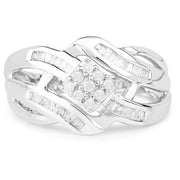 Bids.com 0.62 Carat Genuine White Diamond .925 Sterling Silver Ring Rings