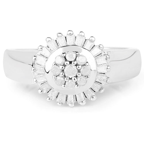 Bids.com 0.75 Carat Genuine White Diamond .925 Sterling Silver Ring Rings