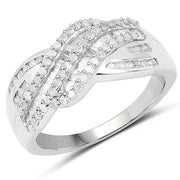 Bids.com 0.64 Carat Genuine White Diamond .925 Sterling Silver Ring Rings
