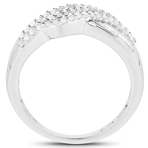 Bids.com 0.64 Carat Genuine White Diamond .925 Sterling Silver Ring Rings