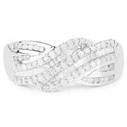 Bids.com 0.64 Carat Genuine White Diamond .925 Sterling Silver Ring Rings