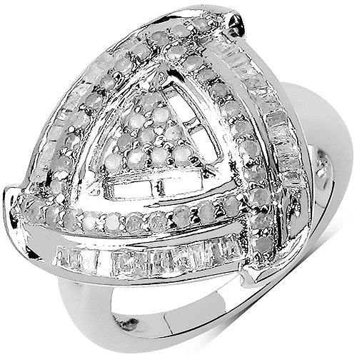 Bids.com 1.23 Carat Genuine White Diamond .925 Sterling Silver Ring Rings