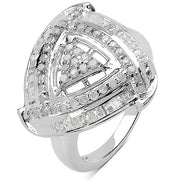 Bids.com 1.23 Carat Genuine White Diamond .925 Sterling Silver Ring Rings