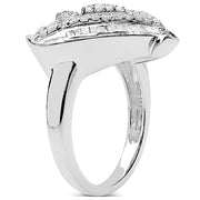 Bids.com 1.23 Carat Genuine White Diamond .925 Sterling Silver Ring Rings