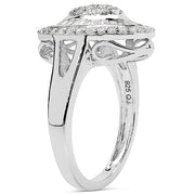 Bids.com 1.08 Carat Genuine White Diamond .925 Sterling Silver Ring Rings