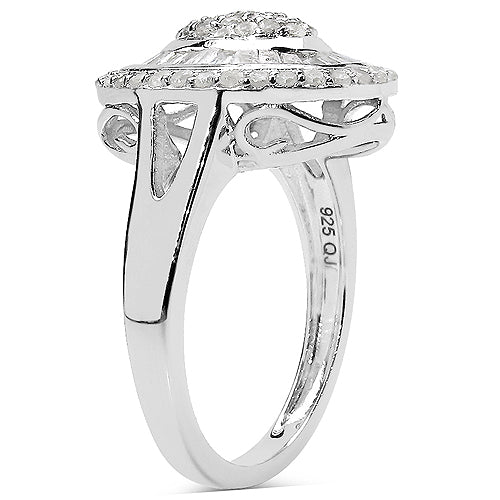 Bids.com 1.08 Carat Genuine White Diamond .925 Sterling Silver Ring Rings