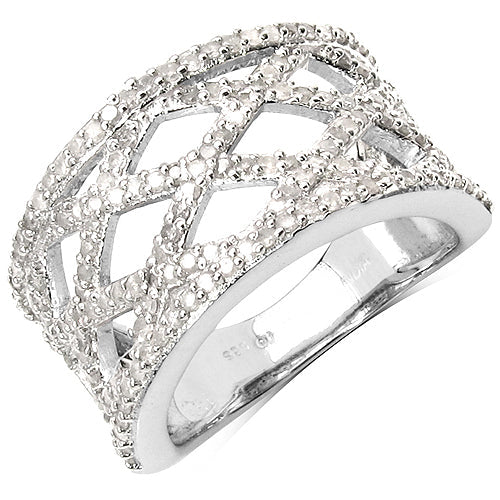 Bids.com 0.92 Carat Genuine White Diamond .925 Sterling Silver Ring Rings