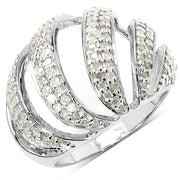 Bids.com 0.98 Carat Genuine White Diamond .925 Sterling Silver Ring Rings