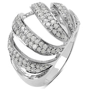 Bids.com 0.98 Carat Genuine White Diamond .925 Sterling Silver Ring Rings