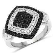 Bids.com 0.56 Carat Genuine White Diamond and Black Diamond .925 Sterling Silver Ring Rings