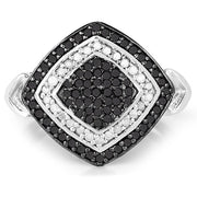 Bids.com 0.56 Carat Genuine White Diamond and Black Diamond .925 Sterling Silver Ring Rings