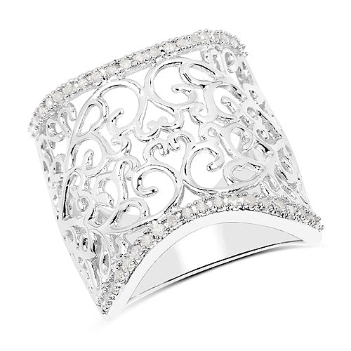 Bids.com 0.25 Carat Genuine White Diamond .925 Sterling Silver Ring Rings