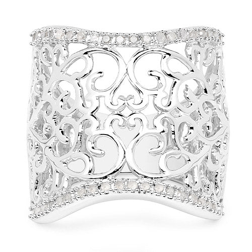 Bids.com 0.25 Carat Genuine White Diamond .925 Sterling Silver Ring Rings