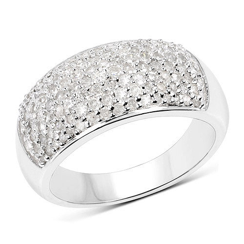 Bids.com 0.96 Carat Genuine White Diamond .925 Sterling Silver Ring Rings