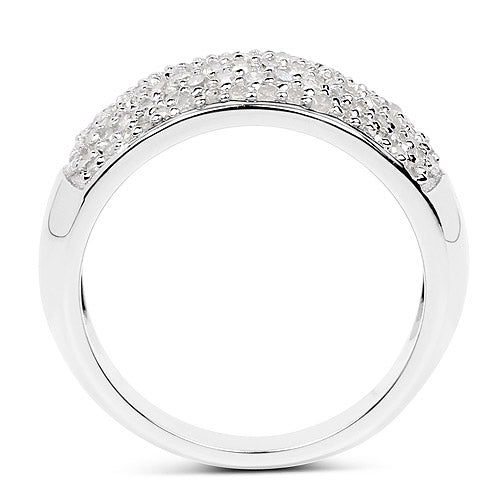 Bids.com 0.96 Carat Genuine White Diamond .925 Sterling Silver Ring Rings