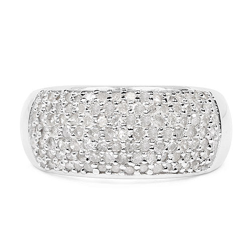 Bids.com 0.96 Carat Genuine White Diamond .925 Sterling Silver Ring Rings