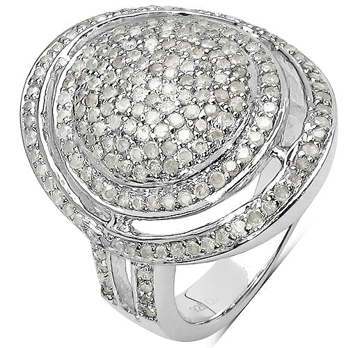 Bids.com 1.13 Carat Genuine White Diamond .925 Sterling Silver Ring Rings