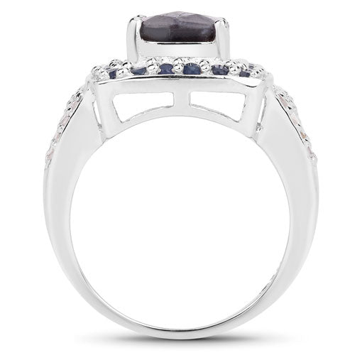 Bids.com "3.58 Carat Genuine Labradorite, Blue Sapphire and White Topaz .925 Sterling Silver Ring Rings