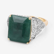 Bids.com 8.70 Carat Dyed Emerald and White Topaz .925 Sterling Silver Ring Rings