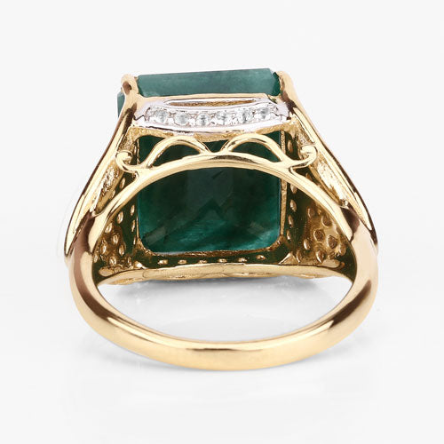 Bids.com 8.70 Carat Dyed Emerald and White Topaz .925 Sterling Silver Ring Rings