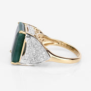 Bids.com 8.70 Carat Dyed Emerald and White Topaz .925 Sterling Silver Ring Rings