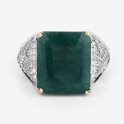 Bids.com 8.70 Carat Dyed Emerald and White Topaz .925 Sterling Silver Ring Rings