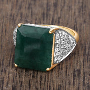 Bids.com 8.70 Carat Dyed Emerald and White Topaz .925 Sterling Silver Ring Rings